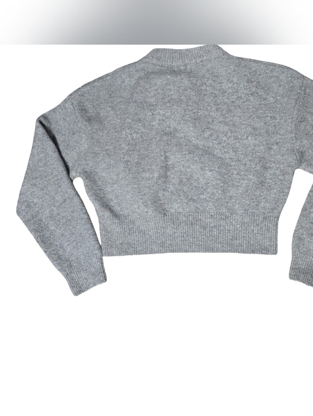 Jon & Anna Light Gray Ribbed Hem Crewneck Sweater Cropped Party - Picture 8 of 9